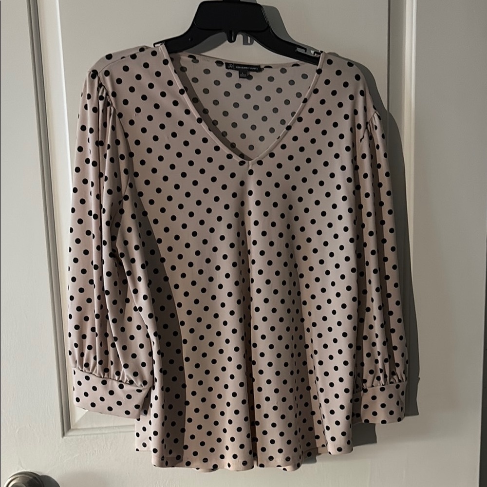 Adrianna Papell Black and Pink 3/4 Sleeve Relaxed Blouse